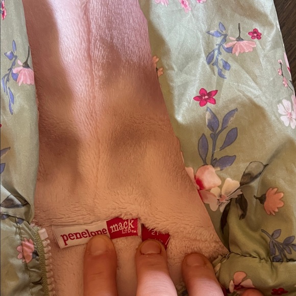 Penelope Mack Green Floral Jacket with Pink Lining - Picture 2 of 2